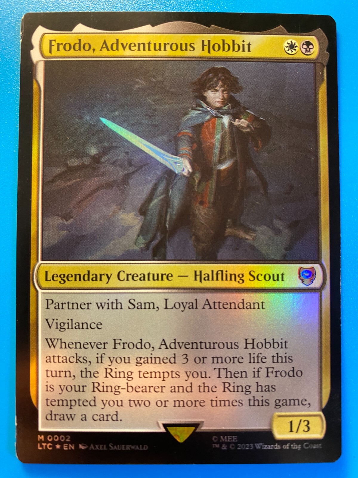 Foil Frodo Adventurous Hobbit MTG Lord of the Rings Card NM