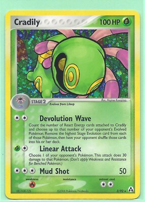 2006 POKEMON NINTENDO EX LEGEND MAKER- CRADILY 3/92- RARE - HOLO