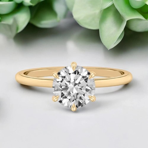 1 Ct IGI Lab Grown Diamond Engagement Ring Round Cut 14K Yellow Gold