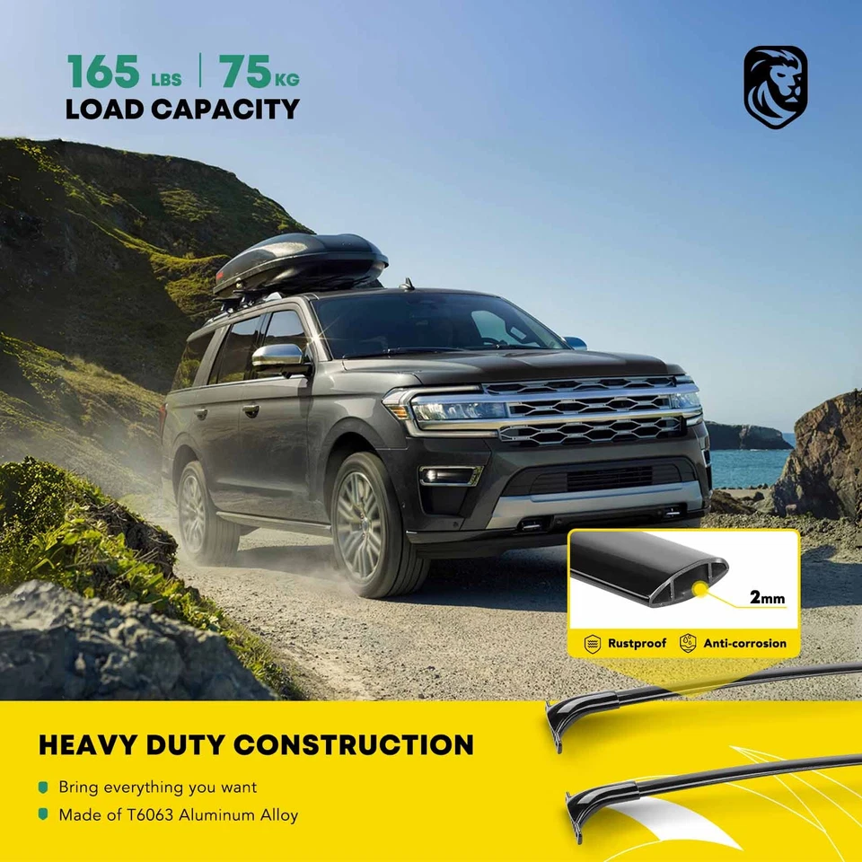 Barras transversales de rieles de techo de aleación de aluminio negro para Nissan Armada 2017 2018-2023 Foto 3 de 4