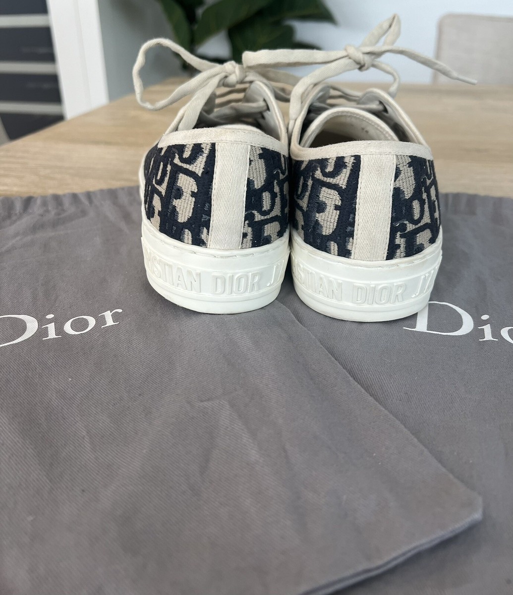 AUTH CHRISTIAN DIOR DEEP BLUE OBLIQUE WALK'N'DIOR LOW TOP