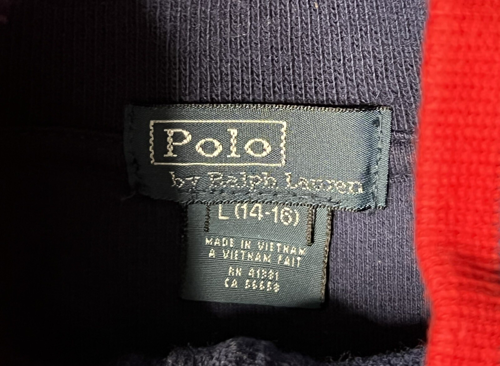 Polo Ralph Lauren Felpa Mezza Zip Blu Ragazzo Taglia L (14 16) Rosso Pony