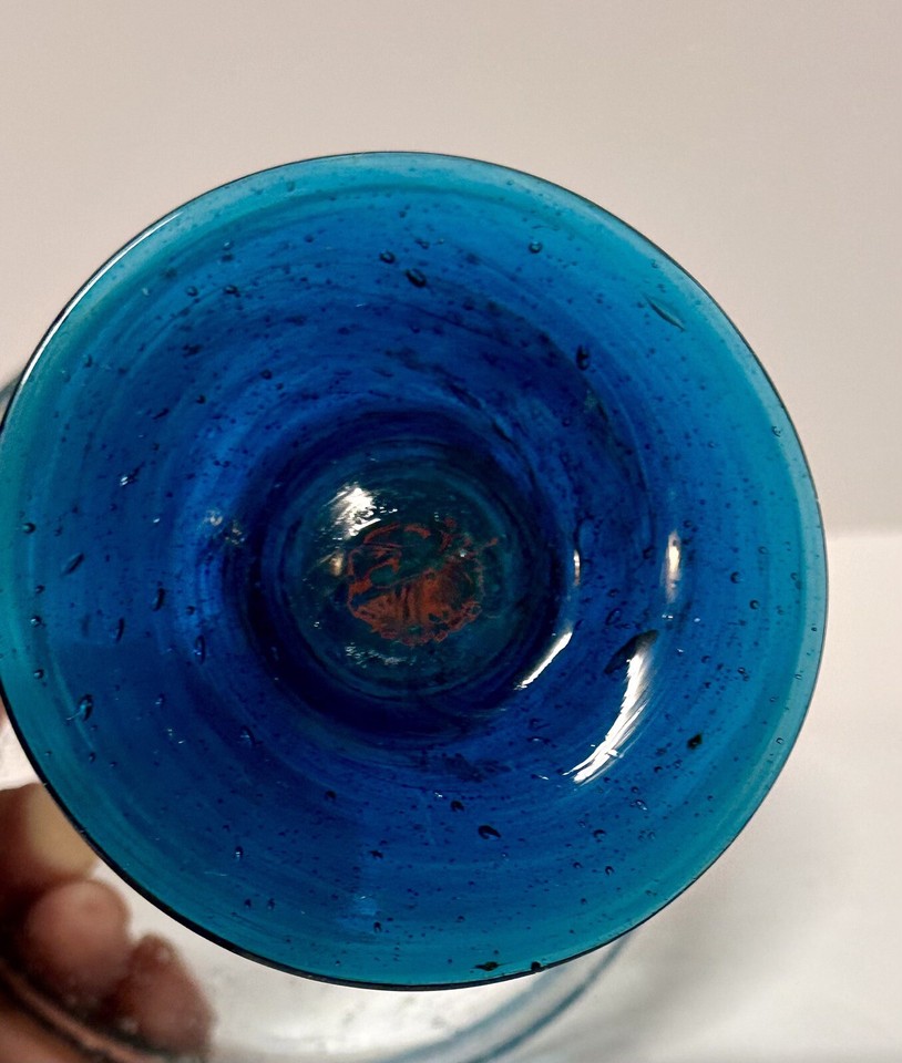 Large Hand-Blown Mexican Margarita Glasses | Authentic Handcrafted Glass From Mexico | Cobalt Blue Rim | Party Set, Perfect For Margaritas, Piña Coladas, Frozen Cocktails, Or Other Mixed Drinks (6