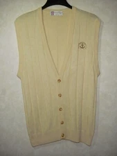 Slazenger Knit Vest Men L Beige Spun Silk V-Neck Sleeveless Golf