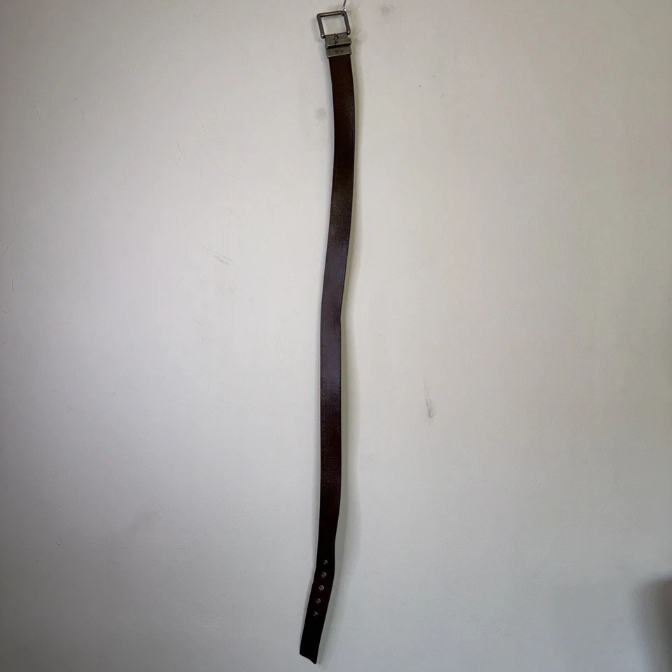 Vtg 90s LACOSTE Stamped Logo Brown Leather Belt Alligator Silver Buckle Y2K 40 - Image 4 of 4