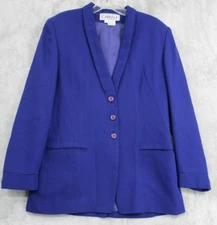 Vintage Carlisle Blazer Womens 12 Wool Career Classic Mid Length Button Lined