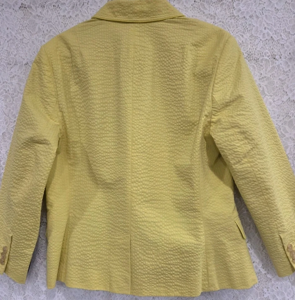 Banana Republic Blazer women 10 YELLOW Double Breasted 2 Pockets NWT - Image 4 of 4