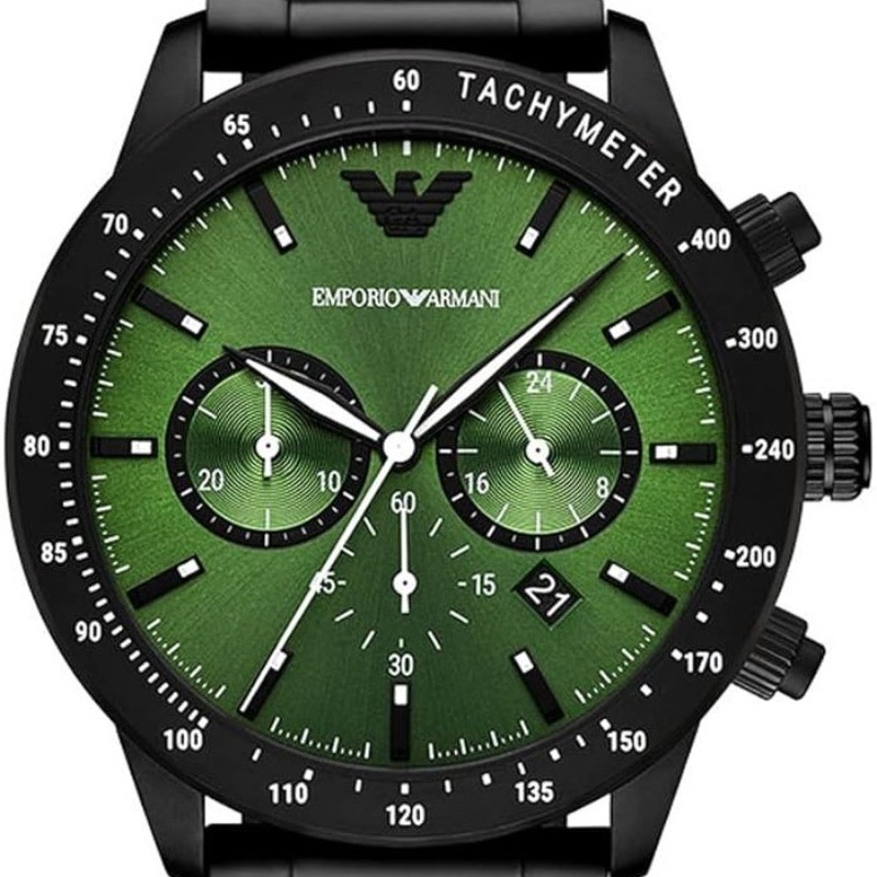 2025 Mens Wrist Watch EMPORIO ARMANI AR11472 Stainless Steel Black Green Dial  - Image 2
