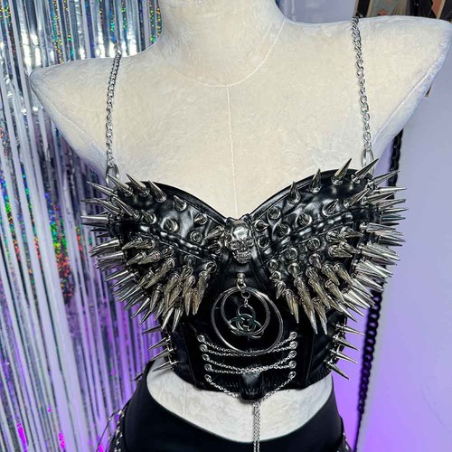 Grunge Goth Tachonado E-Girls Emo Punk Rock Cadena Y2K Halter Camisola TOPS - Imagen 8 de 14
