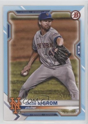 2021 Bowman Sky Blue Border 350/499 Jacob deGrom #46 02v3