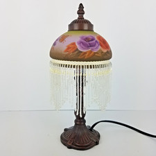 Glass Dome Boudoir Lamp Butterfly and Rose Pi...