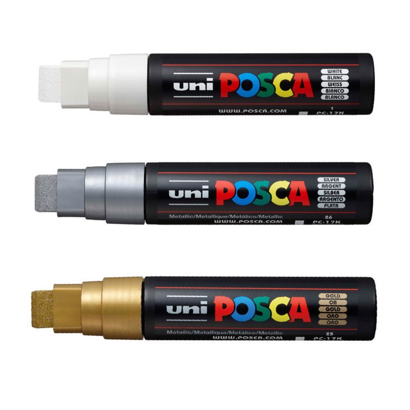 Lot de 3 feutres peinture Posca PC-17K blanc de qualité supérieure pour artistes exigeants