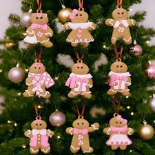 32 Pcs Pink Gingerbread Man Christmas Tree Decorations Pastel Gingerbread Chr...