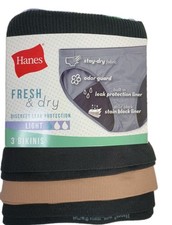 Hanes Comfort Period Bikini Underwear Hides Light Leaks 3-Pack 8 Women's