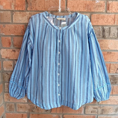 Lucky Brand Damen Top Bluse Knopfleiste Langarm blau gestreift Größe M - Bild 2 von 9
