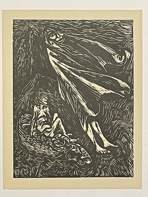Holzschnitt/ Woodcut, Hexenreise, Ernst Barlach (Zyklus Walpurgisnacht), 1923