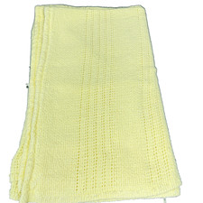 Vintage Beacon Solid Yellow Baby Blanket Cotton Open Weave WPL 1675 34 x 44" USA