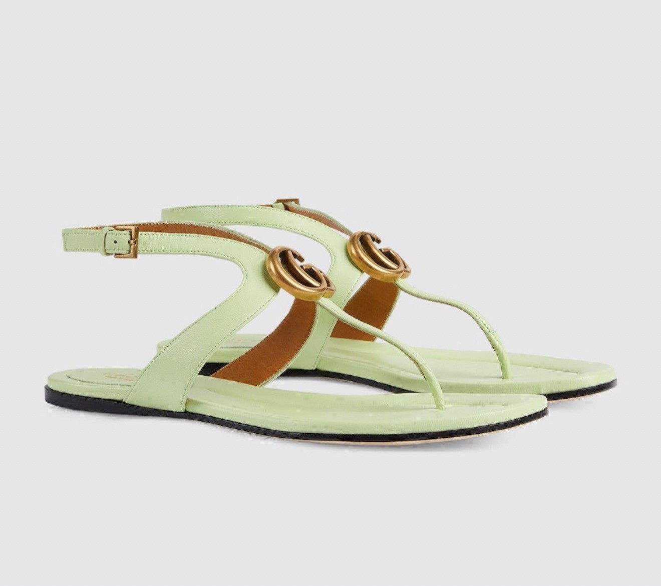 BNWT Gucci Marmont GG Logo Leather Thong Sandals Size 37 US 7 $850 NWT