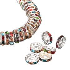 200Pcs 6mm Rondelle Spacer Beads, Silver Plated for DIY Bracelet, Multicolored