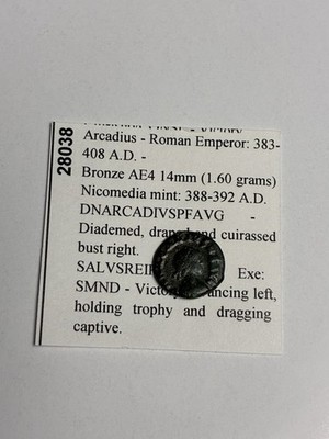 Arcadius Roman Imperial Bronze AE4 Coin Nicomedian Mint 388-392 AD