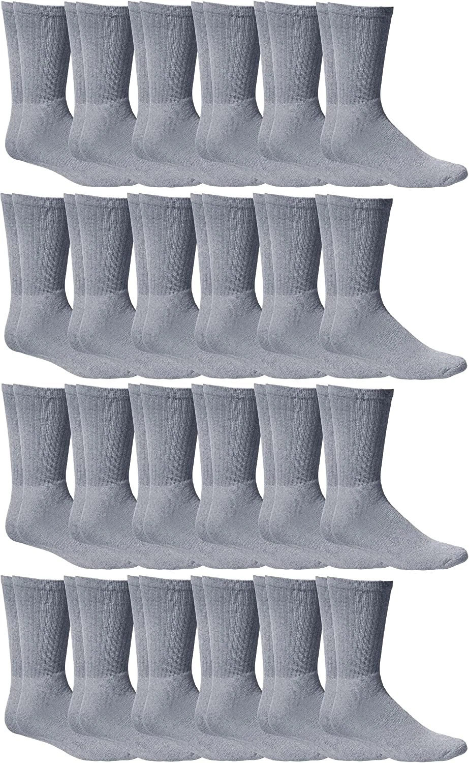 24 PK Yacht & Smith Men's Premium Cotton Crew Socks Gray 10-13 - Mens Crew Socks
