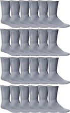 24 PK Yacht Smith Men's Premium Cotton Crew Socks Gray 10-13 - Mens Crew Socks