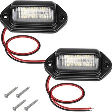 White LED Tag Lights 2 PCS Waterproof 6 SMD License Plate Lamps 12V, 24V New USA