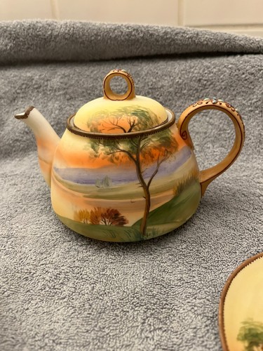 Vintage Nippon Noritake Tree In The Meadow Tea Pot Cup Saucer Sugar Bowl - Picture 7 of 7