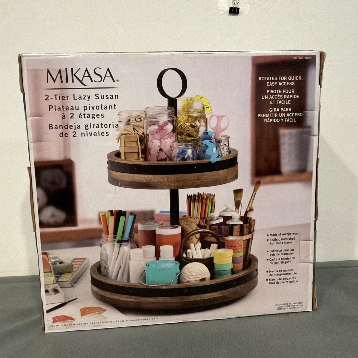 Mikasa Lazy Susan 2-tier Rotating Spinning Mango Wood - Brown for
