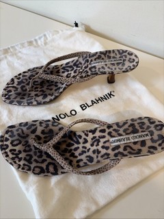 Manolo Blahnik Women Leopard Animal Print Thong Slip On Sandals AU 8.5