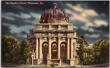 Vintage Handley Library Winchester VA Linen Postcard Tichnor Bros