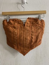 PrettyLittleThing Corset Orange Woven Structured Bandeau Top Women Sz 2