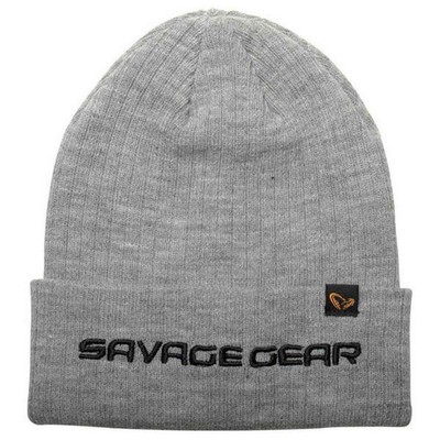 Savage Gear Mütze Mütze grau warm weiches Rippstrick