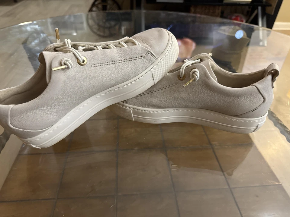 Zapatos Paul Green Para Mujer Talla 6.5 Beige Cuero Parte Superior Baja Con Cordones Tenis Informales Foto 3 de 4