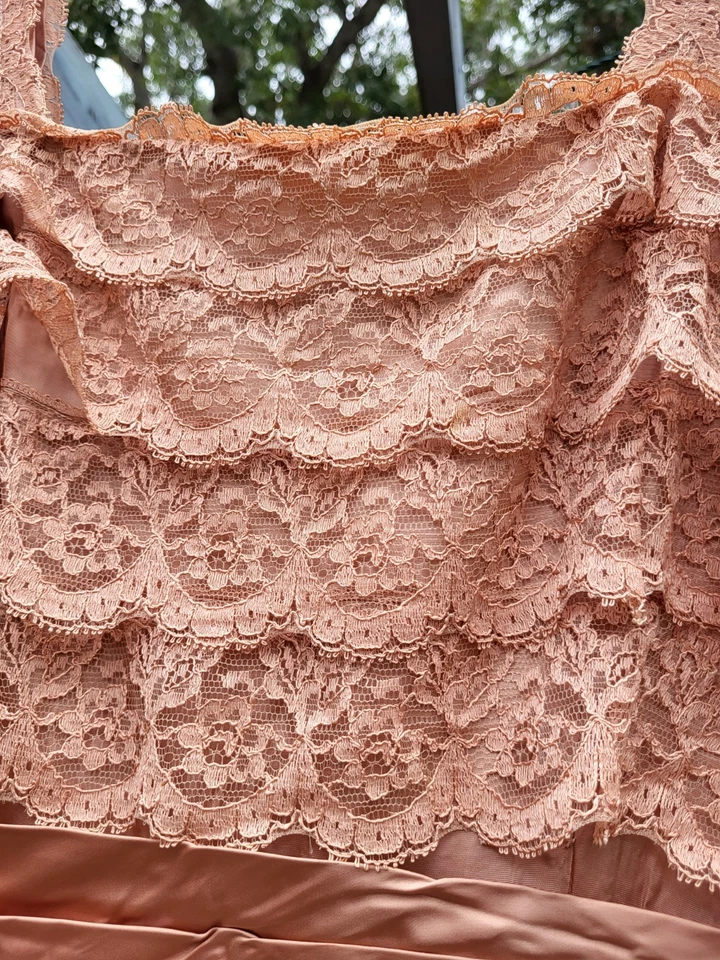 Vestido Vintage Años 50 60 Duberry Encaje Cóctel Movible Estilo Pinup 36 B, 30 W Melocotón Foto 3 de 4