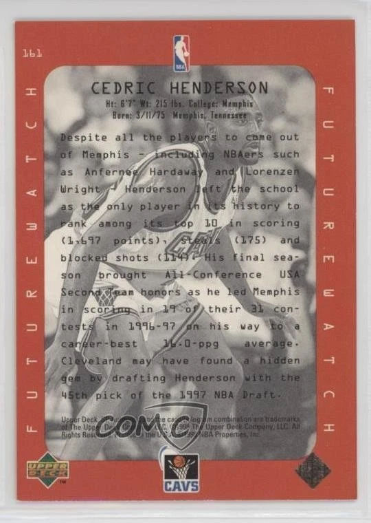 1997-98 SP Authentic Cedric Henderson #161 Rookie RC - Image 2 of 2