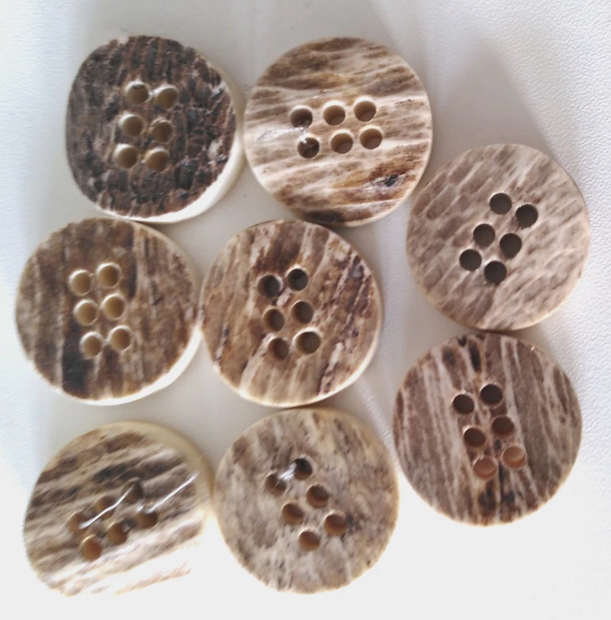 8 echte Hirschhornknöpfe 6 Loch Knöpfe Braun 25 mm Trachtenknöpfe Jackenknöpfe - Bild 2 von 4