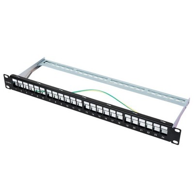 19'' Patchpanel Keystone-Modulträger, 24 Port, 1HE mit Beschriftungsfeld, flexibe