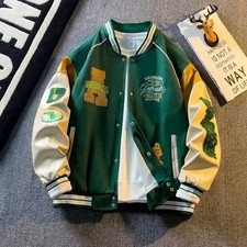 Vintage Varsity Jacket Men Women Retro Baseball Bomber Streetwear American Styl