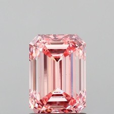 Emerald 1.56 Ct Fancy Vivid Pink VS1 Clarity IGI Certified Lab Grown Diamond