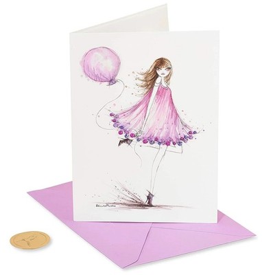 Papyrus Birthday Card Girl With Balloon   Designed By Bella Pilar 