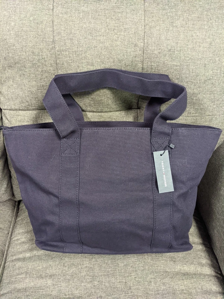 TOMMY HILFIGER TH Flag Lona XL Mujer Bolso de Mano - Azul Marino Foto 4 de 4