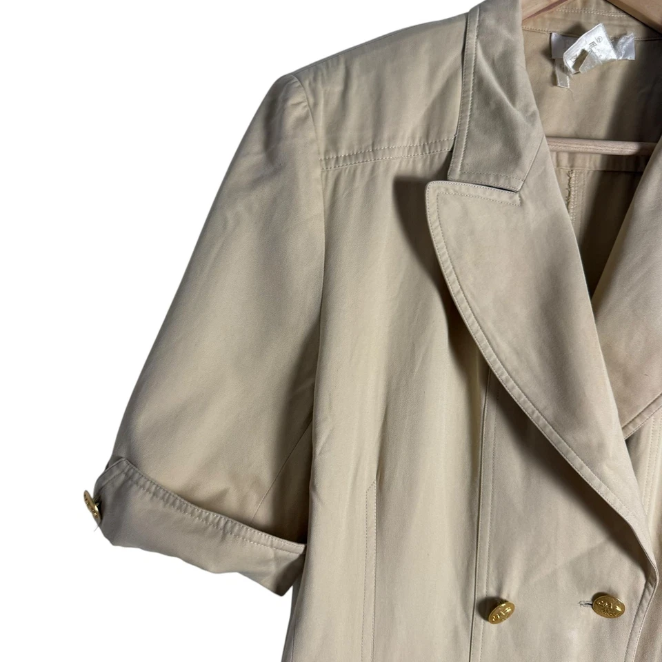Escada Vintage 80’s Khaki Beige Double Breasted Trench Sheath Dress Size L - Image 2 of 4