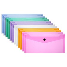 12 Pack A6 Plastic Expanding File Folders with Snap Closure, 6 Colors