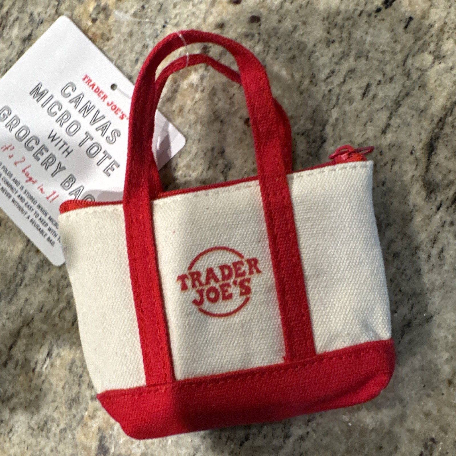 2025 Trader Joe's Canvas Micro Tote with Grocery Bag Red Limited Edition