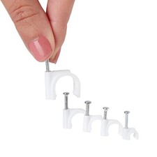 25-100 Cable Clips 6mm 9mm 12mm | Round White Plastic Electric Wire Set Wall