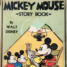 1930s Mickey Mouse Story Book Walt Disney Illustrated Antique HC Book E44