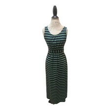 Talbots Petites Sz SP Blue & Breen Striped Sleeveless Maxi Dress - Classic!