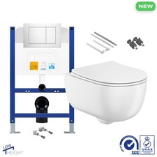 Rimless Wall Hung Toilet 2.0 & Low Height 0.75m Concealed Cistern Frame WC Unit