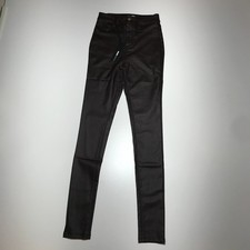 Fashion Nova Womens Sammie High Rise Pants Chocolate Faux Leather Skinny Leg XS